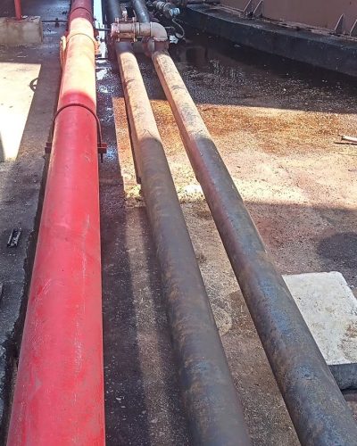 Tubería antes de acondicionar y pintar